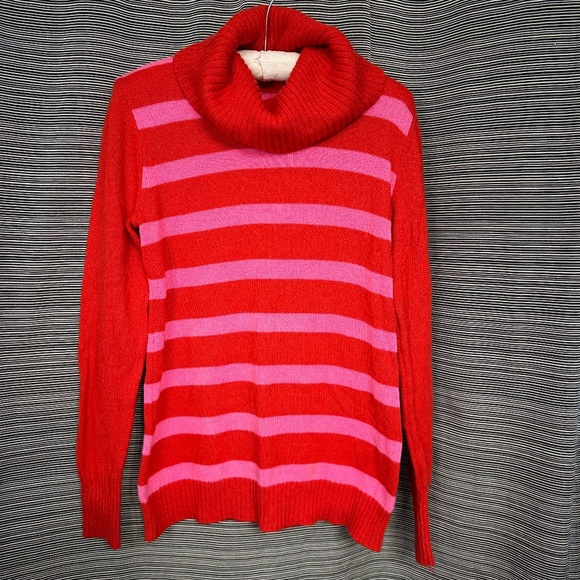 GAP Orange/Pink Striped Wool Blend Cowl Neck Sweater Size Medium - Picture 1 of 7